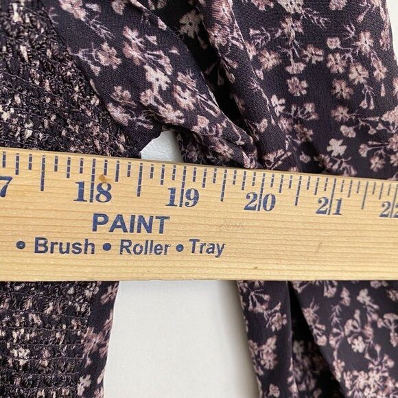 SAINT HELENA Chiffon Floral Purple Smocked Long Sleeve Dress SIZE S Pockets - Picture 4 of 9